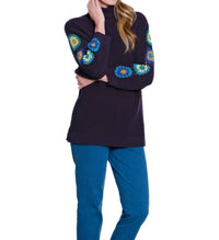 Multiples - Mock Neck Crochet Sleeve Sweater
