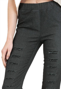 Umgee - High Waist Denim Pants With Ripped Details