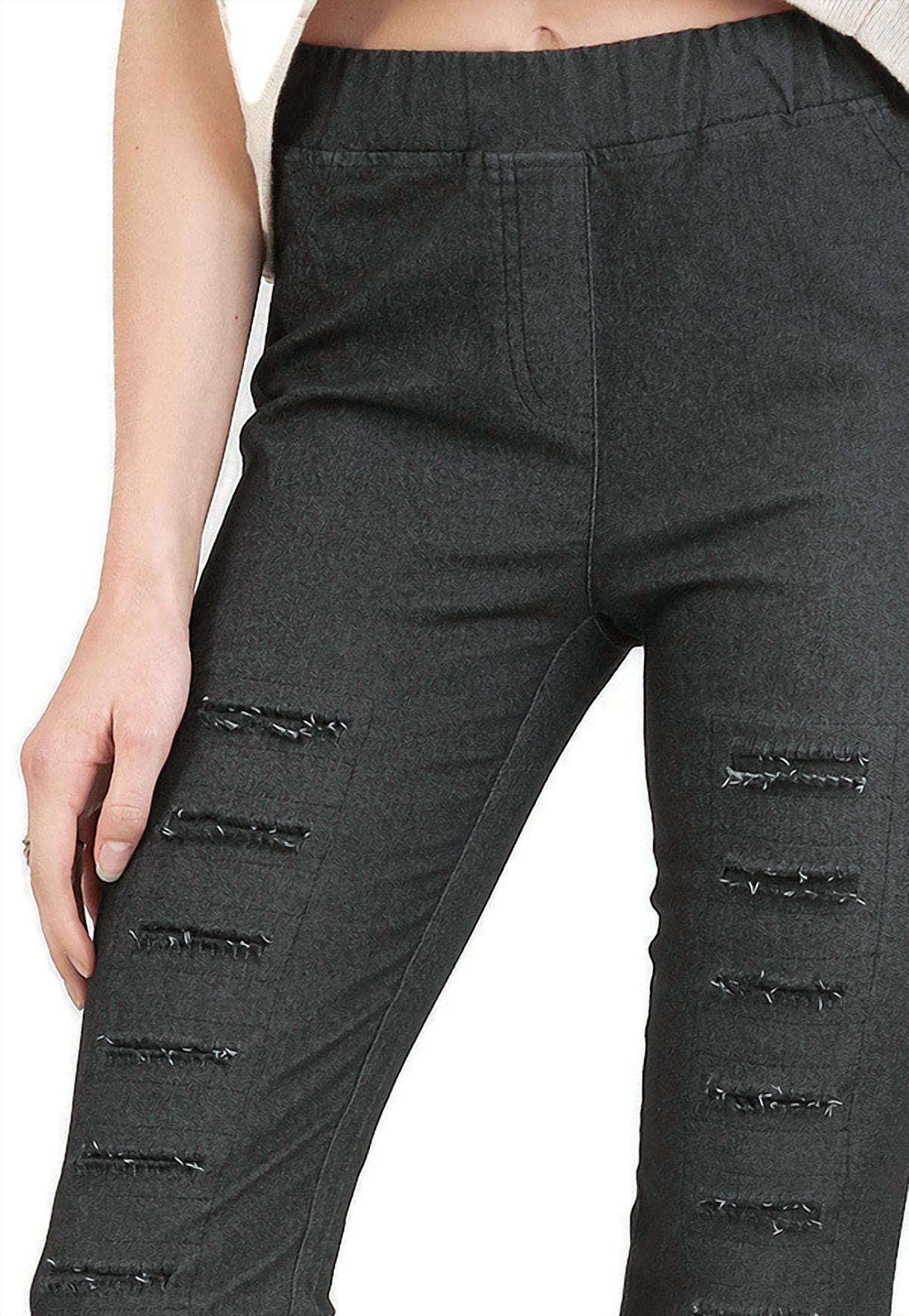 Umgee - High Waist Denim Pants With Ripped Details
