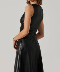 Astr - Omaira Faux Leather Midi Dress