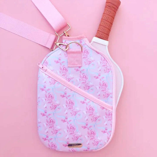 Rock Paper Scissors - Women's Watercolor Floral Bow Pickleball Paddle Bag & Cover