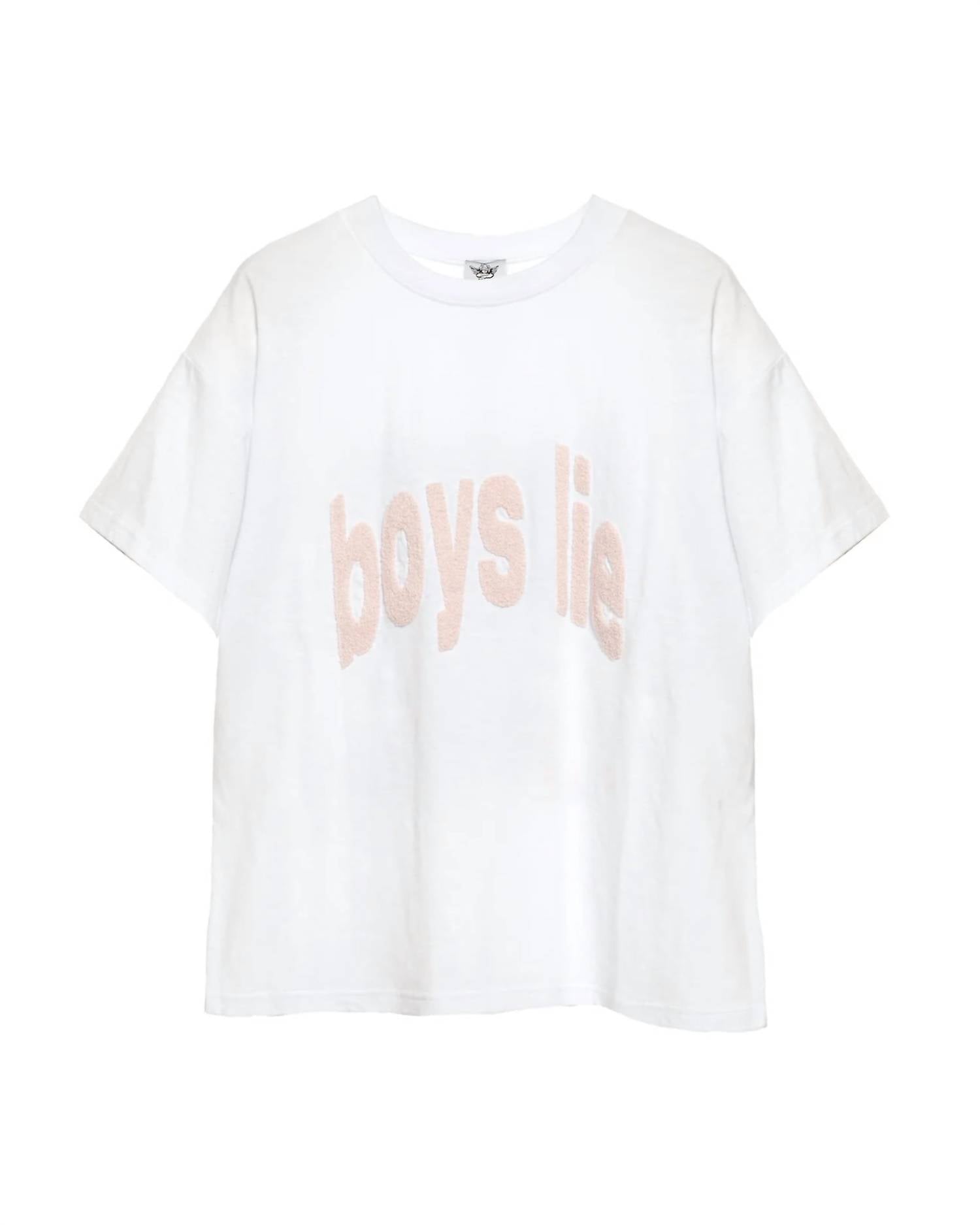 BOYS LIE Block Their Number Boyfriend Tee in white - women's t-shirt - alternate view
