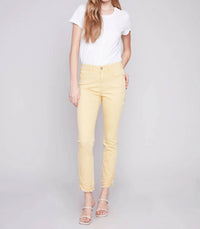CHARLIE B Slant Fringe Ankle Jean in lemon - women's jeans - alternate view