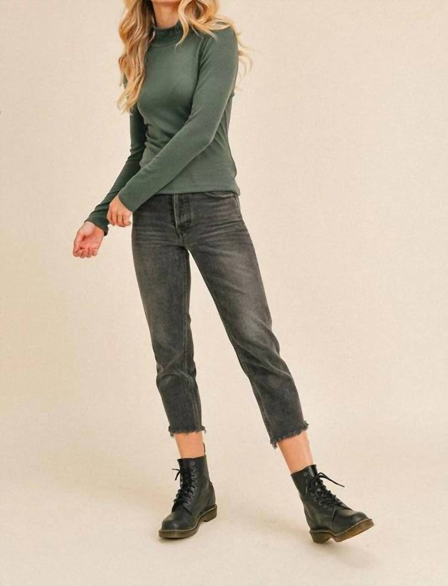 Paper Crane - Ribbed Knit Turtleneck Top