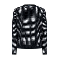 Minnie Rose Cashmere Open Novelty Stitch Boxy Pullover Sweater in black - women's sweater - view 4