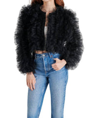 STEVE MADDEN Odile Ruffled Tulle Jacket in black - women's jacket