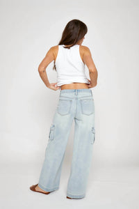 Oliver Logan Madison Wide Leg Cargo Jeans in hotel california - women's pants - alternate view
