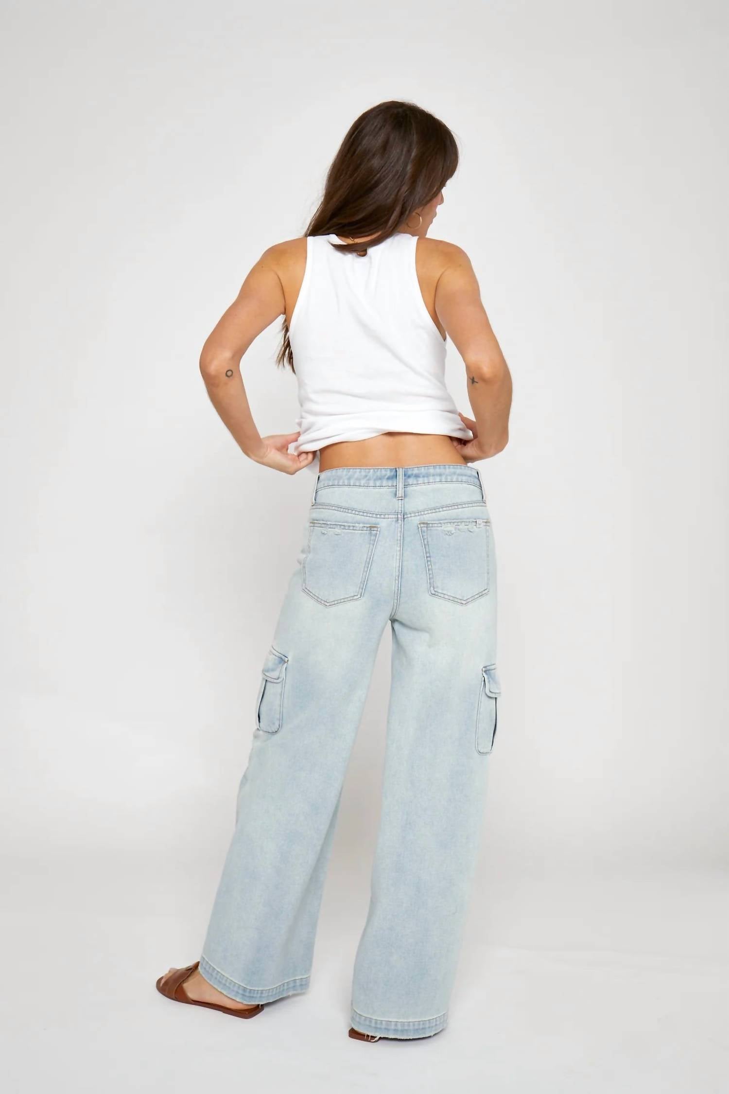 Oliver Logan Madison Wide Leg Cargo Jeans in hotel california - women's pants - alternate view
