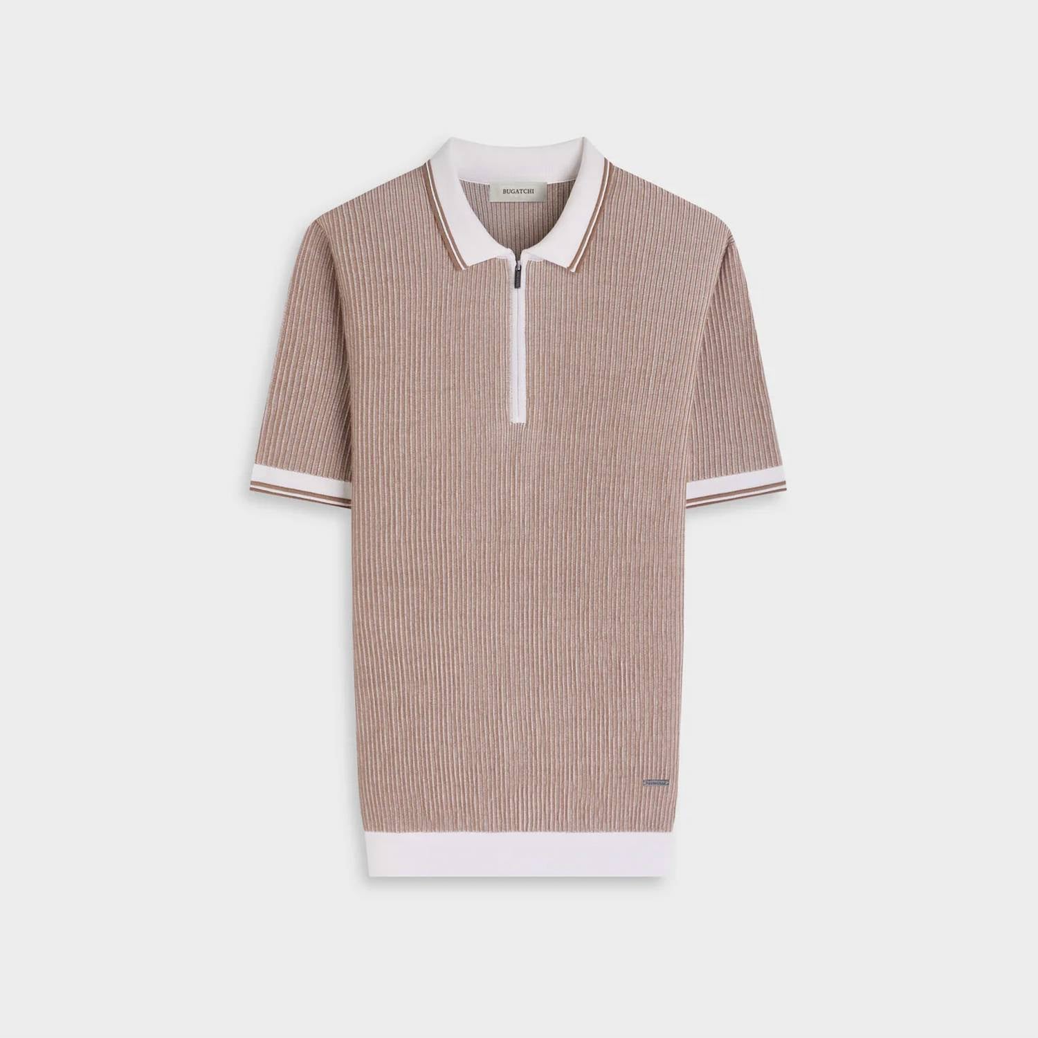 Bugatchi Uomo - Ottoman Rib Quarter Zip Short-Sleeve Polo Sweater