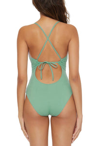 Becca By Rebecca Virtue - Plunge Neck One Piece Swimsuit