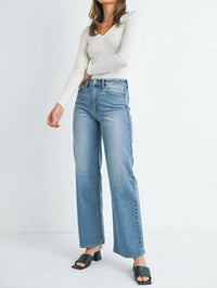 JBD. High Rise Full Length Straight Jeans in blue - women's jeans
