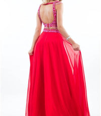 Rachel Allan - Two-piece Beaded Chiffon Prom Gown