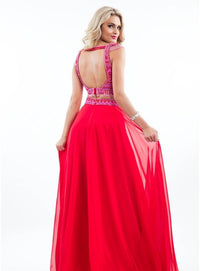 Rachel Allan - Two-piece Beaded Chiffon Prom Gown