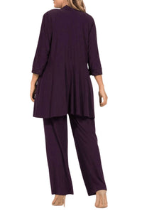 R&M Richards - Laced Blouse & Sequin Jacket Pant Suit - Plus