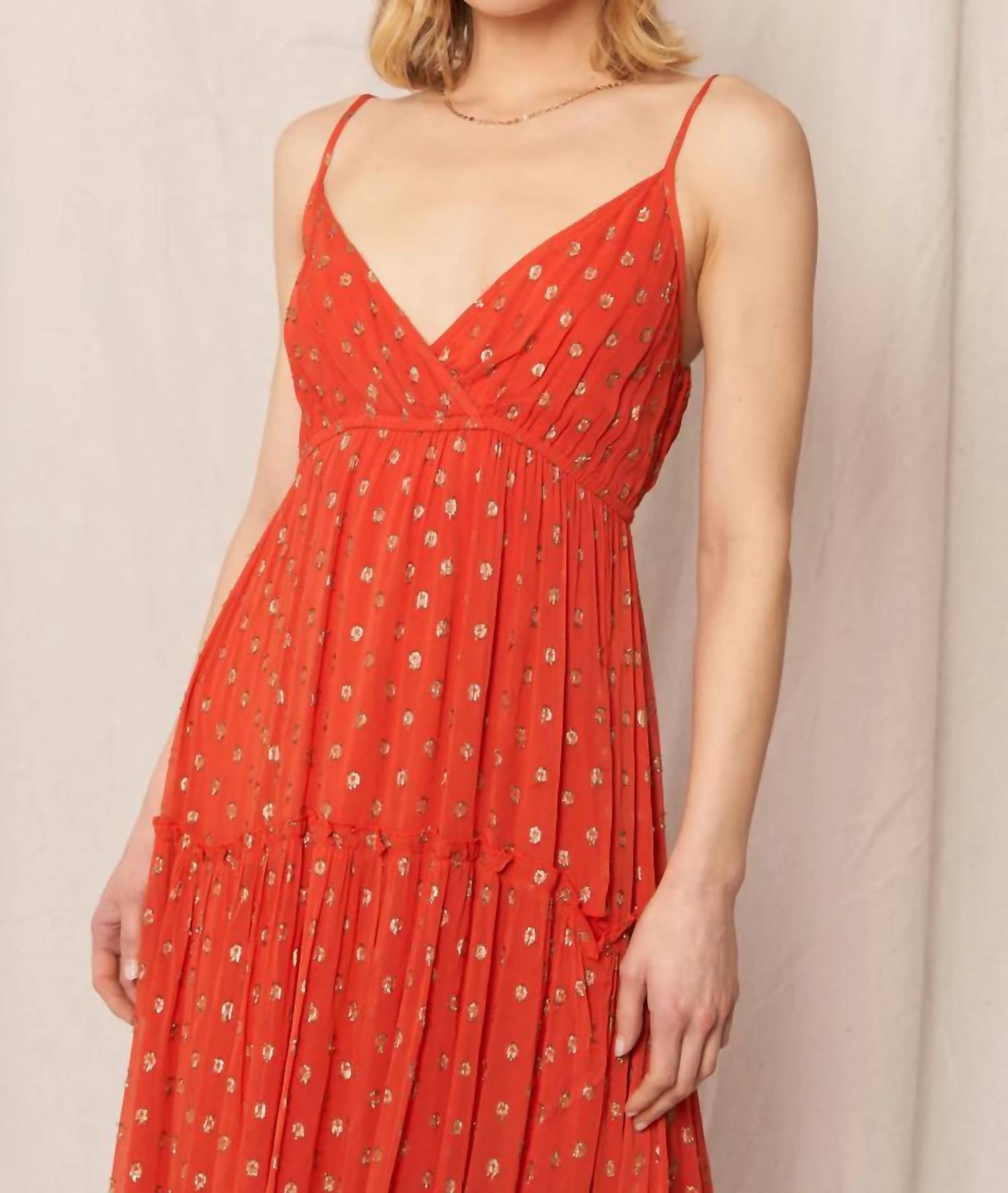 En Creme - Lisa Metallic Polka Dot Sleeveless Maxi Dress