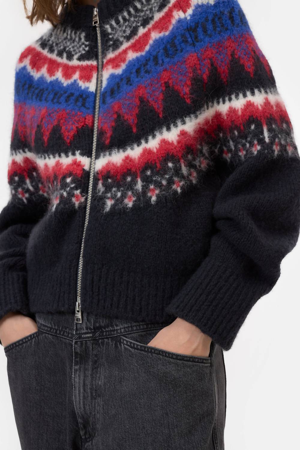 CLOSED Women's Jacquard Cardigan in cosmic grey - women's cardigan - view 5