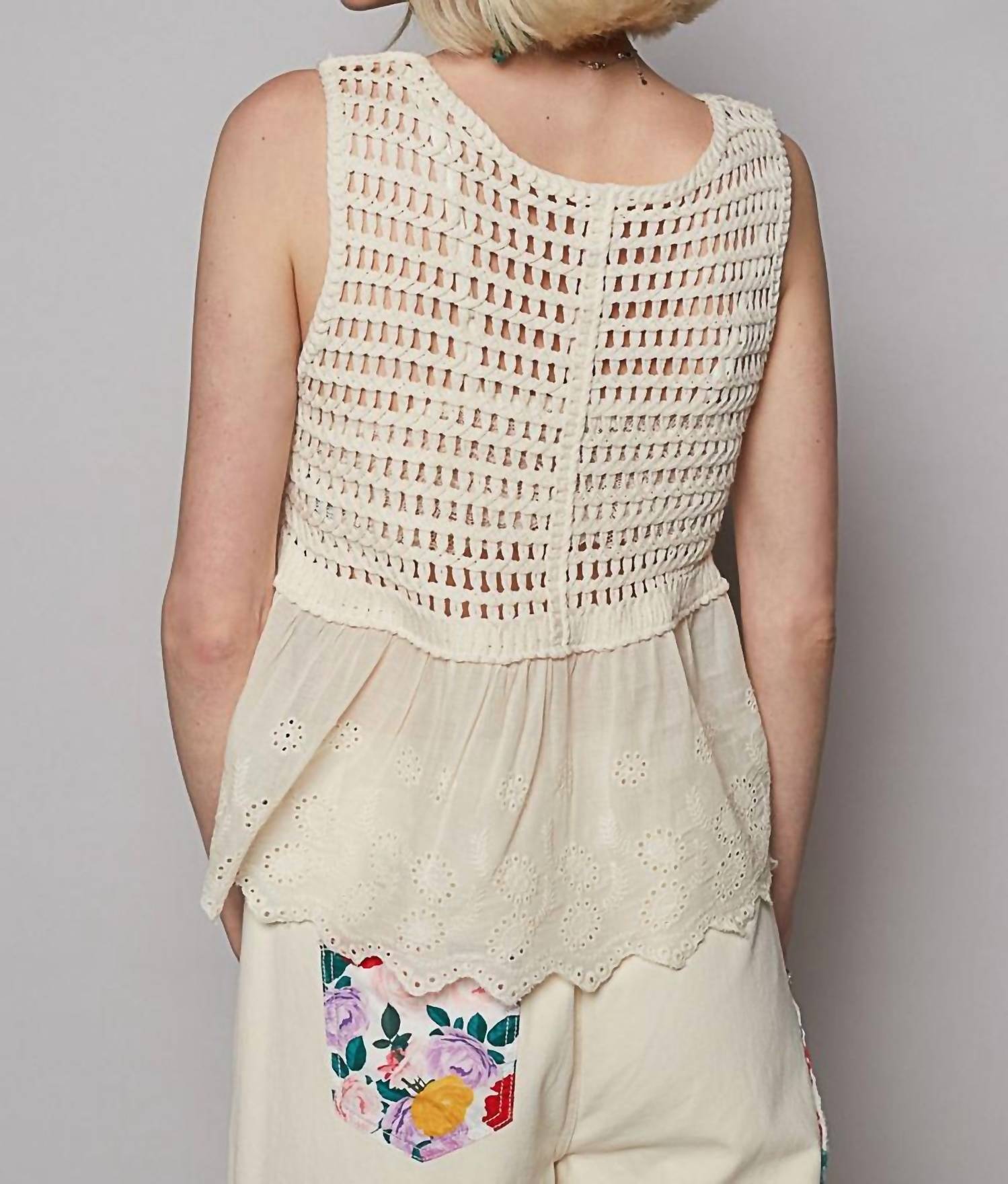 Pol - Penelope Cotton Button Down Peplum Top