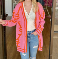 Buddylove - Varsity Long Sleeve Button Up Cardigan