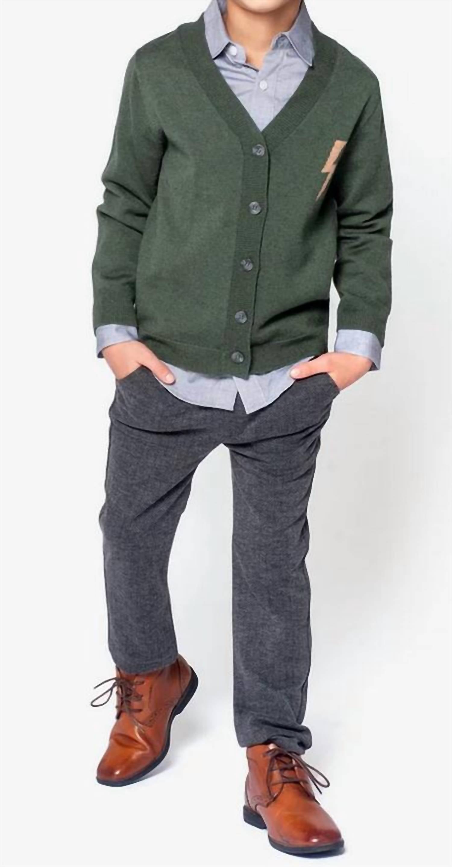Appaman Boys Obi Button Front Cardigan in green - item