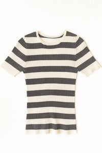Majestic Filatures - Women's Merino Superfine Rib Knit Short Sleeve Crewneck Top