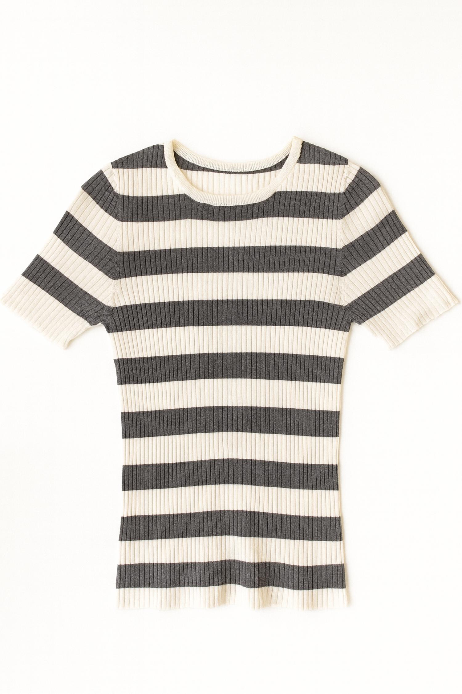 Majestic Filatures - Women's Merino Superfine Rib Knit Short Sleeve Crewneck Top