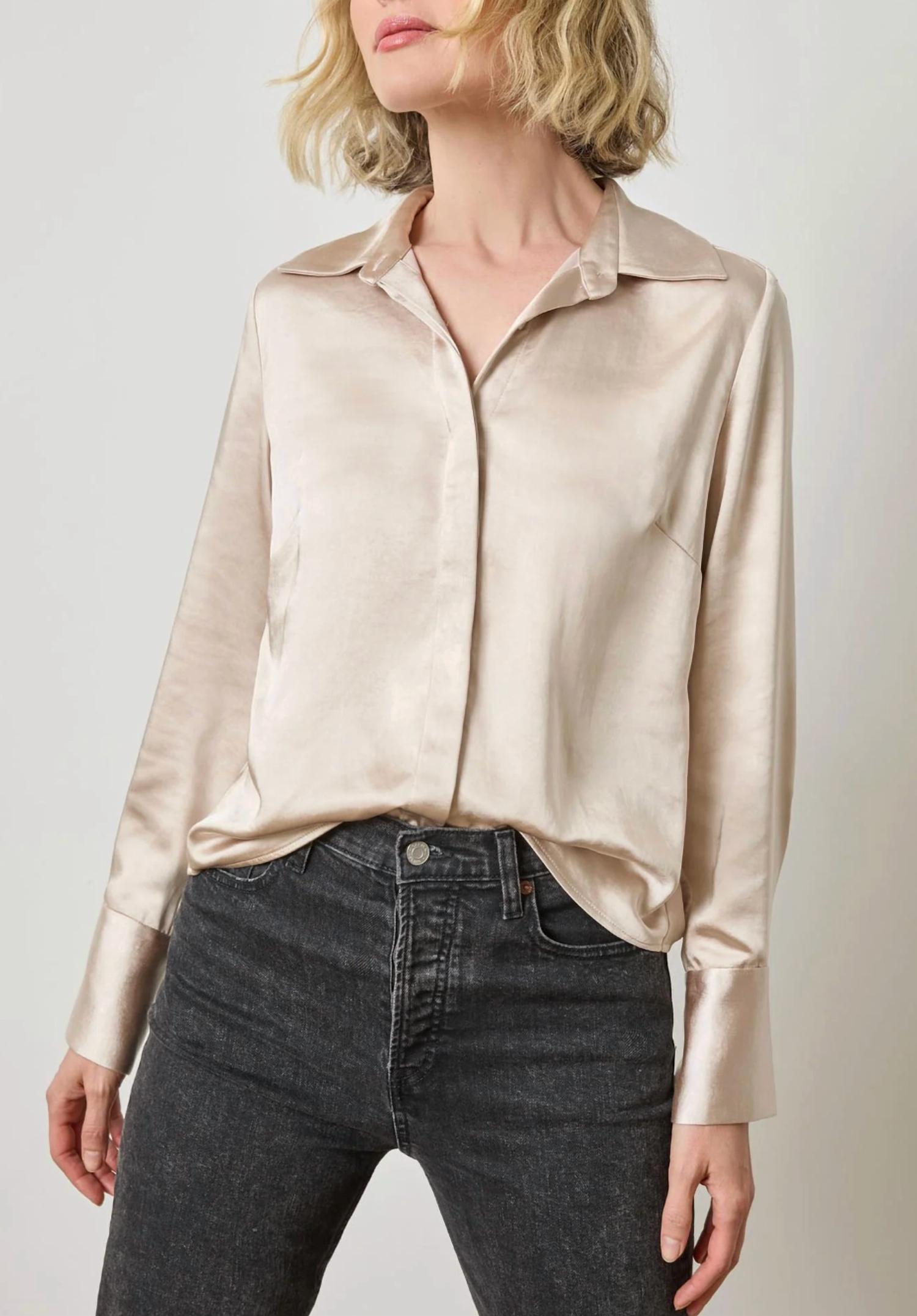 Lilla P - Satin Button Down Shirt
