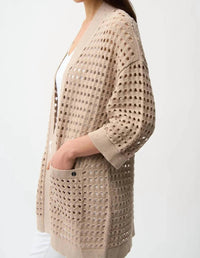 Joseph Ribkoff - Sequined Open Front 3/4 Sleeves Cardigan
