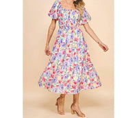 Pinch - Floral Print Short Sleeve Maxi Dress