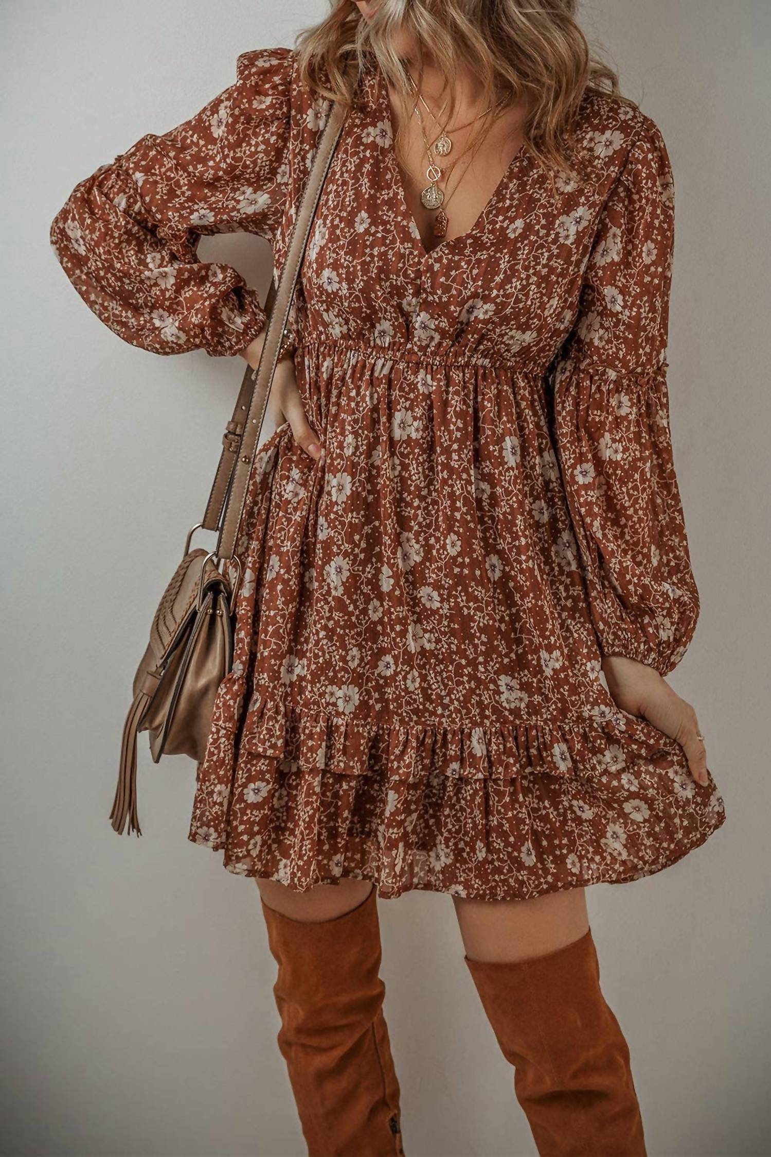 Little Daisy Closet - Betsy Boho Floral Mini Dress