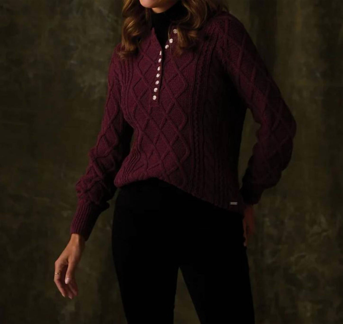 The Normal Brand - Women's Josefine Cableknit Henley Sweater