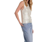 Elan - Metallic Crewneck Sleeveless Sweater