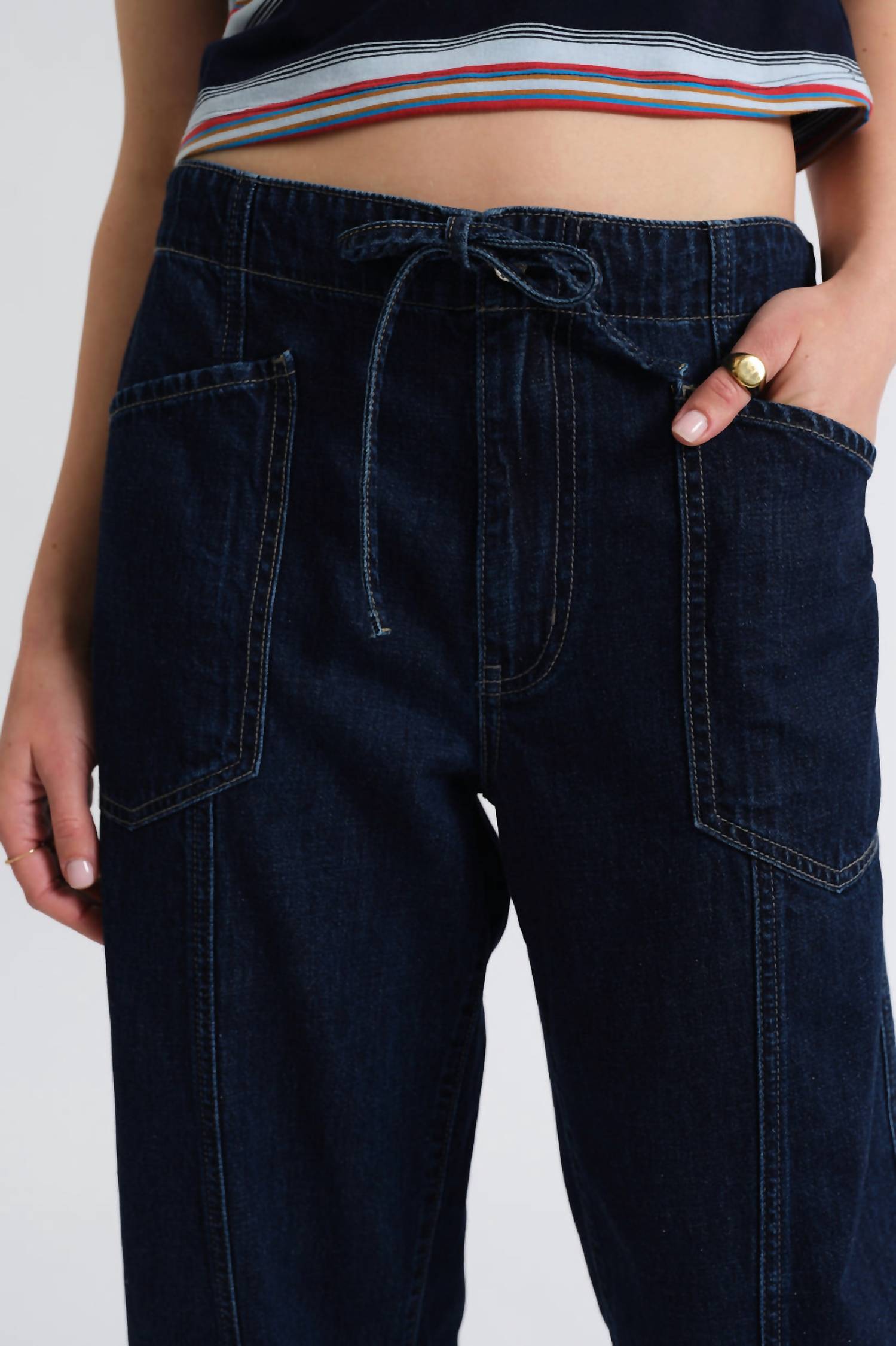 DAZE Villa Drawstring Barrel Jeans in blue mood - women's jeans - view 6