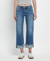Flying Monkey - Mid Rise Raw Cuffed Hem Jeans