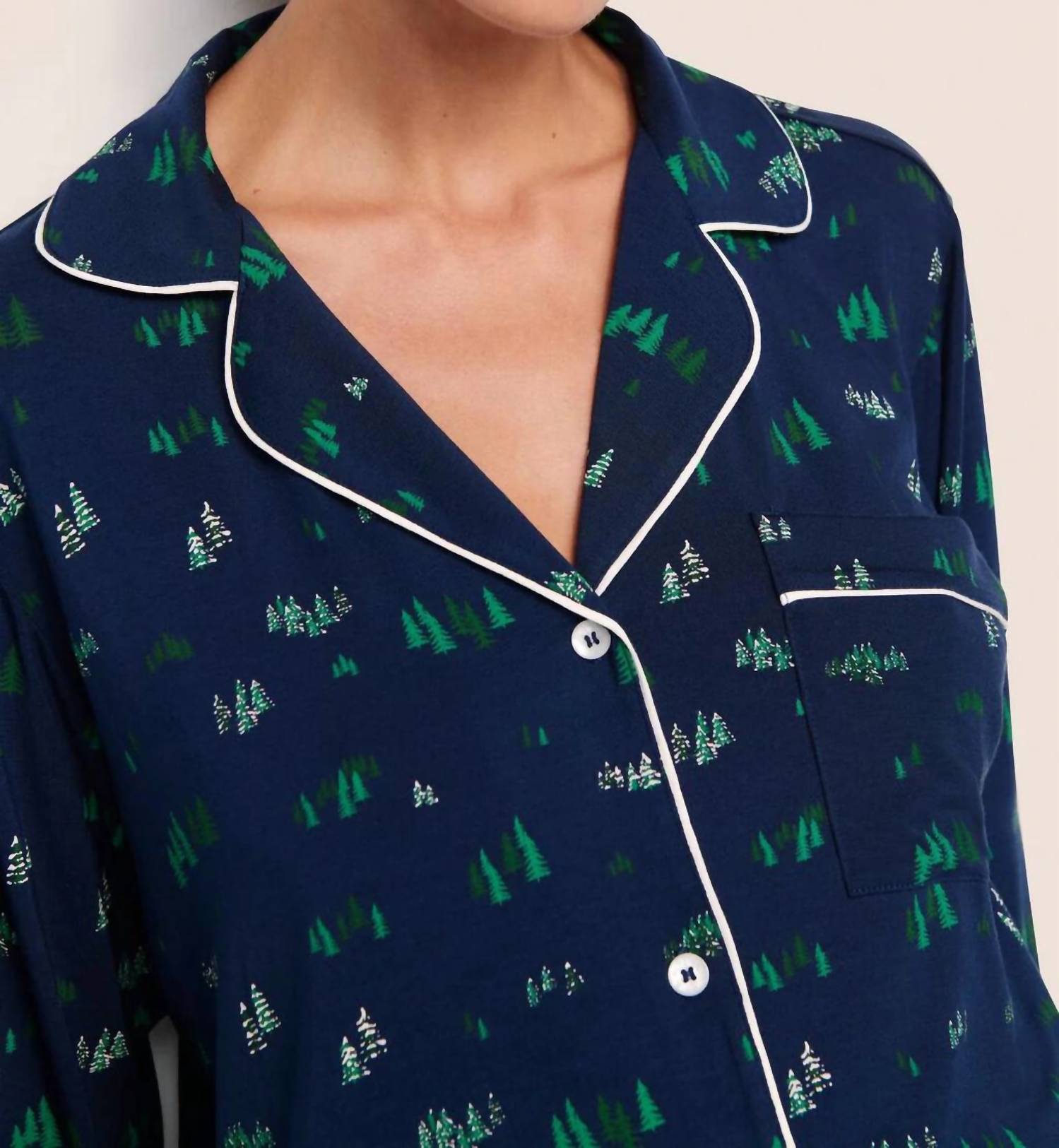 Eberjey - Gisele Pine Tree Print Long Pajama Set