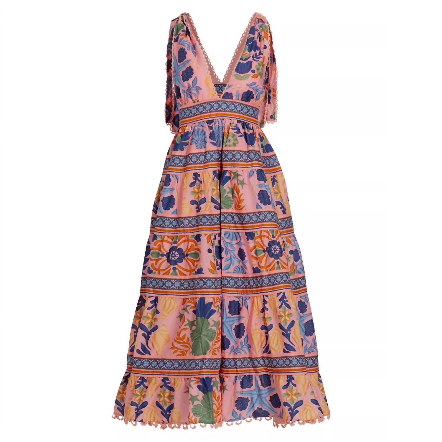 Farm Rio - Seashell Tapestry Midi Dress Seashell Tapestry Pink