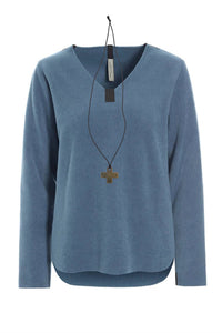 Henriette Steffensen - V-neck Blouse & X Necklace