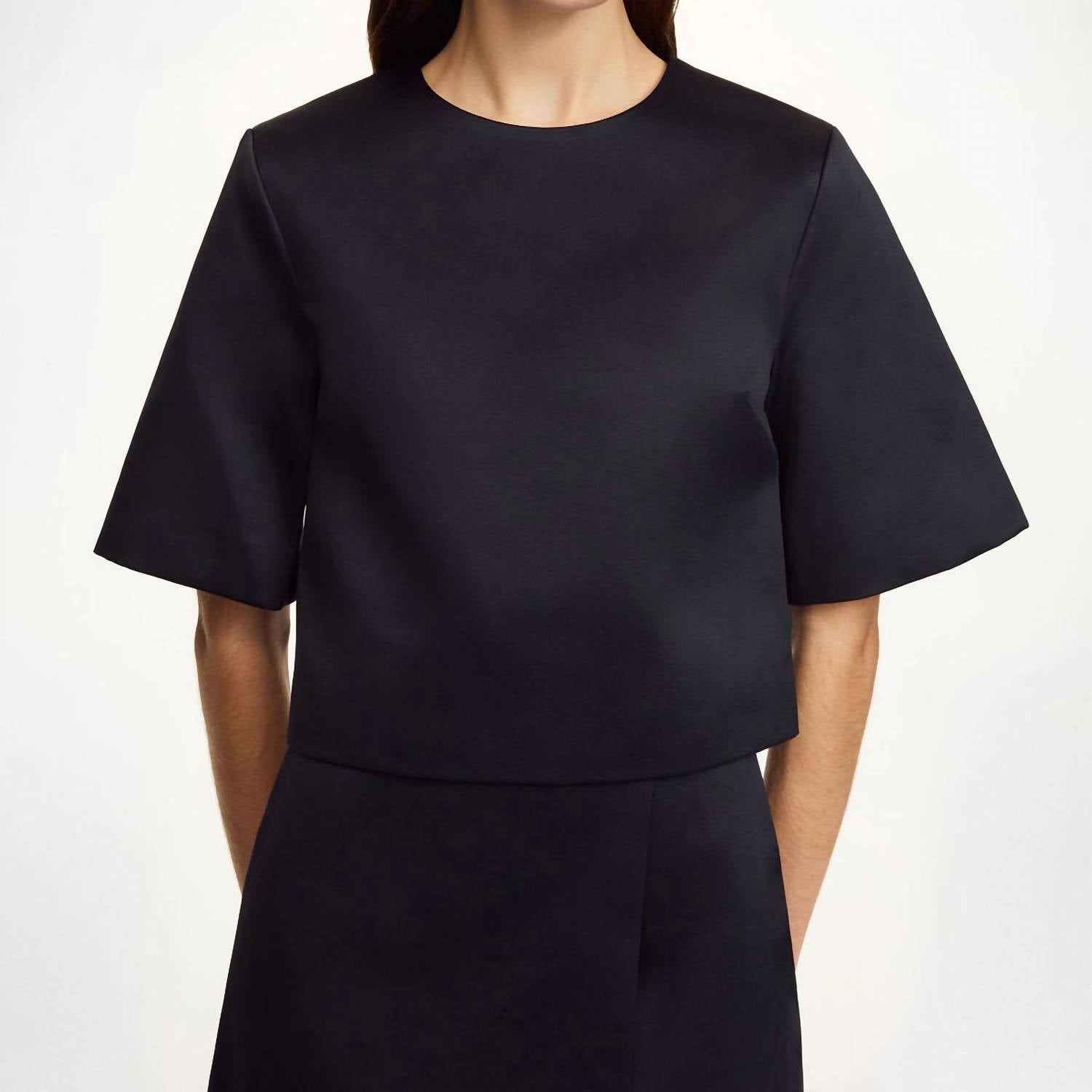 BY MALENE BIRGER Hania Cropped Top in black - women's shirt - alternate view