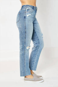 Judy Blue - Women's Bryant High Waist Rigid Magic Destroy Straight Jeans