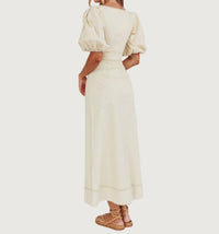 One And Only Collective - Brooke Puff Sleeve Contrast Stitch Dress