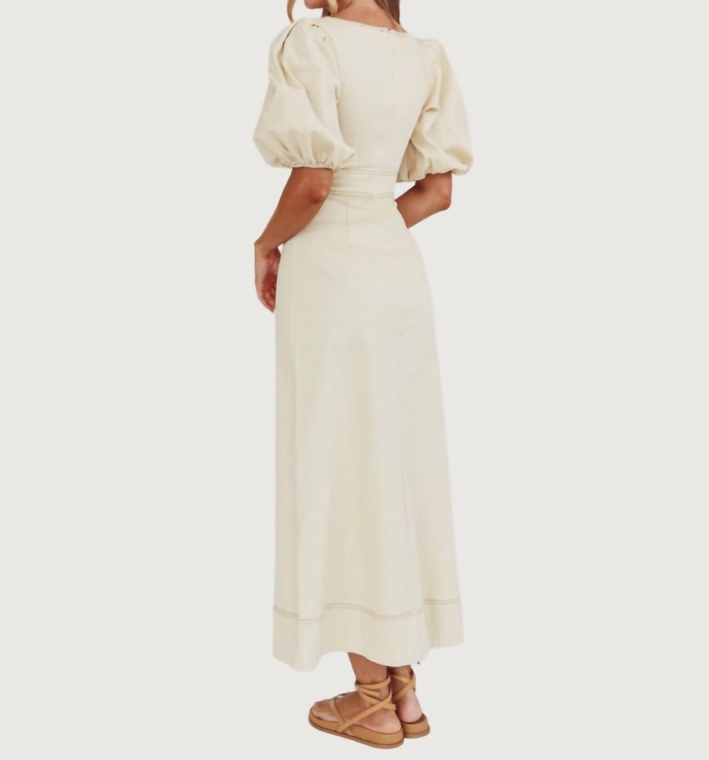 One And Only Collective - Brooke Puff Sleeve Contrast Stitch Dress