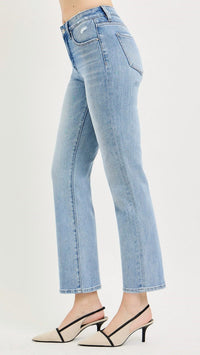 Risen - Mid Rise Tummy Control Ankle Straight Jeans