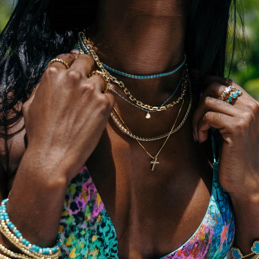 Sahira Jewelry Design - Women's Raya Cubic Zirconia Cross Necklace