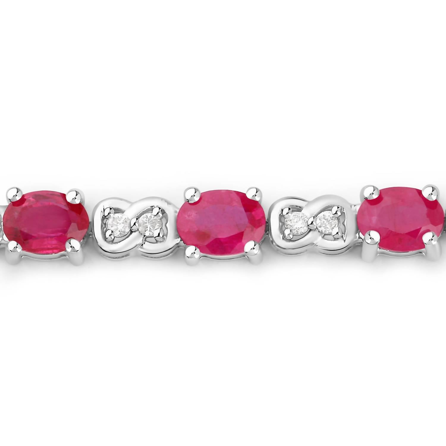 Diana M Jewels Women's Oval Natural Ruby Bracelet (4.60 Ct) - Statement in 14k white gold - women's jewelry - detail view