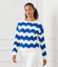 Karen Kane - Madigan Multi Color Pointelle Zigzag Sweater