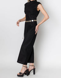 ZETAYE Celeste Linen Cotton Jumpsuit in black - women's pants - alternate view