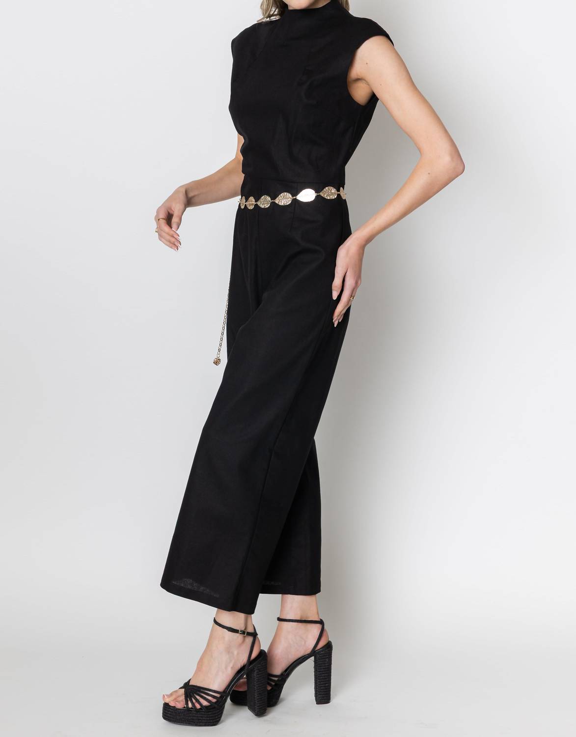ZETAYE Celeste Linen Cotton Jumpsuit in black - women's pants - alternate view