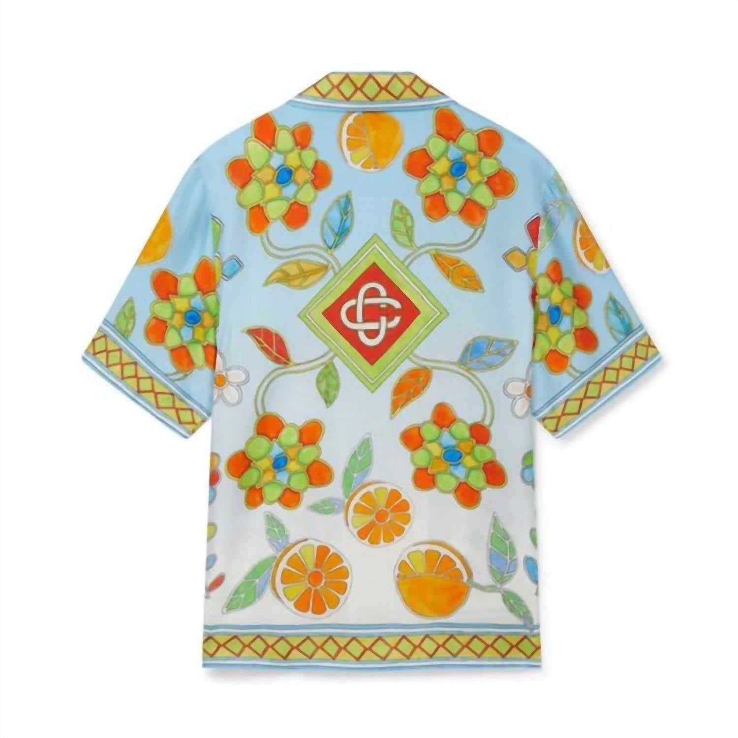 Casablanca Yoruba Flowers Silk Twill Shirt in blue multi - men's shirt - view 6