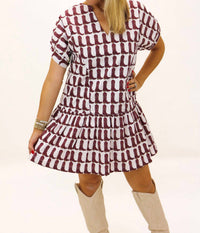 Brooke Wright - Lucy Maroon Boot Dress