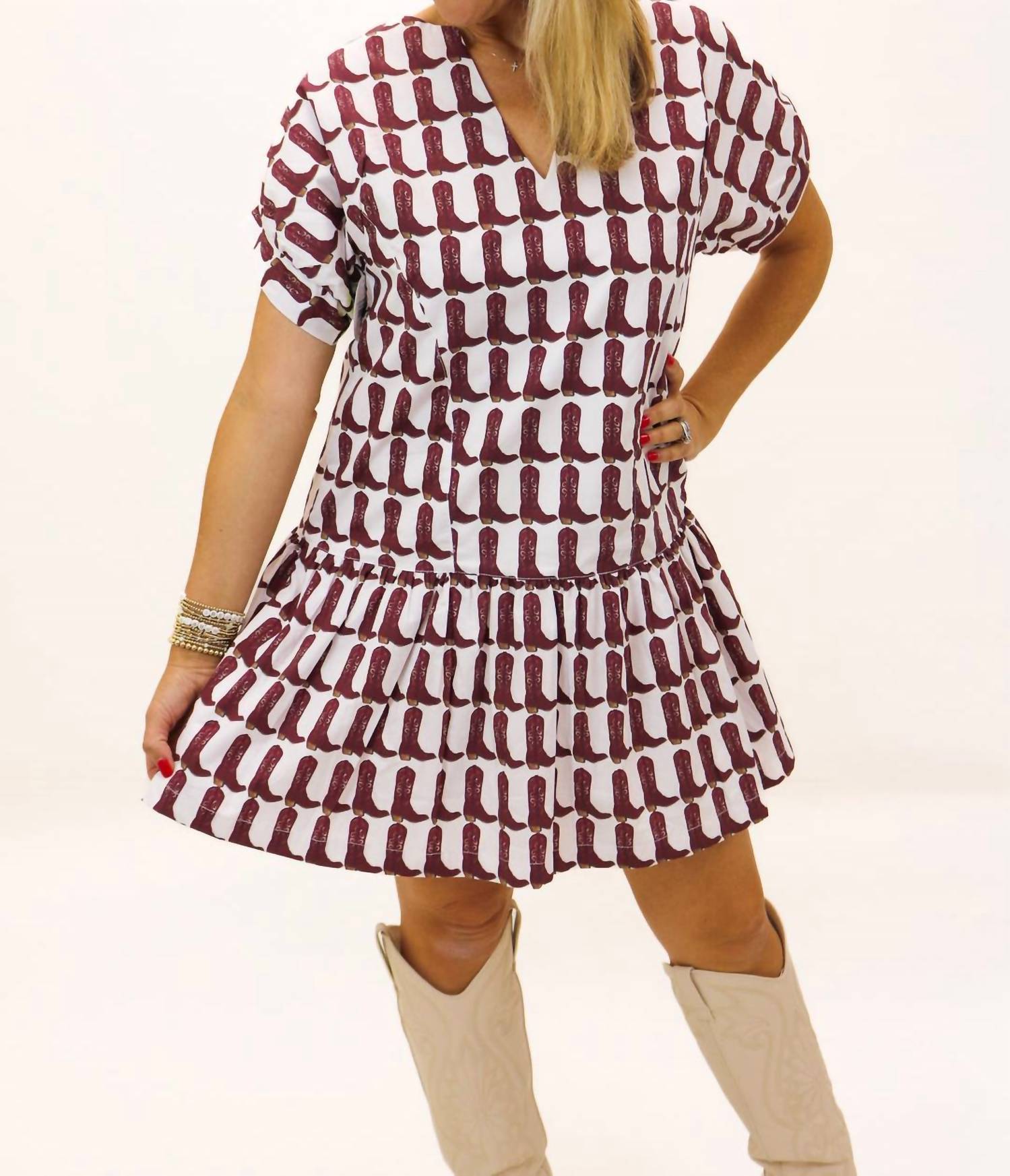 Brooke Wright - Lucy Maroon Boot Dress
