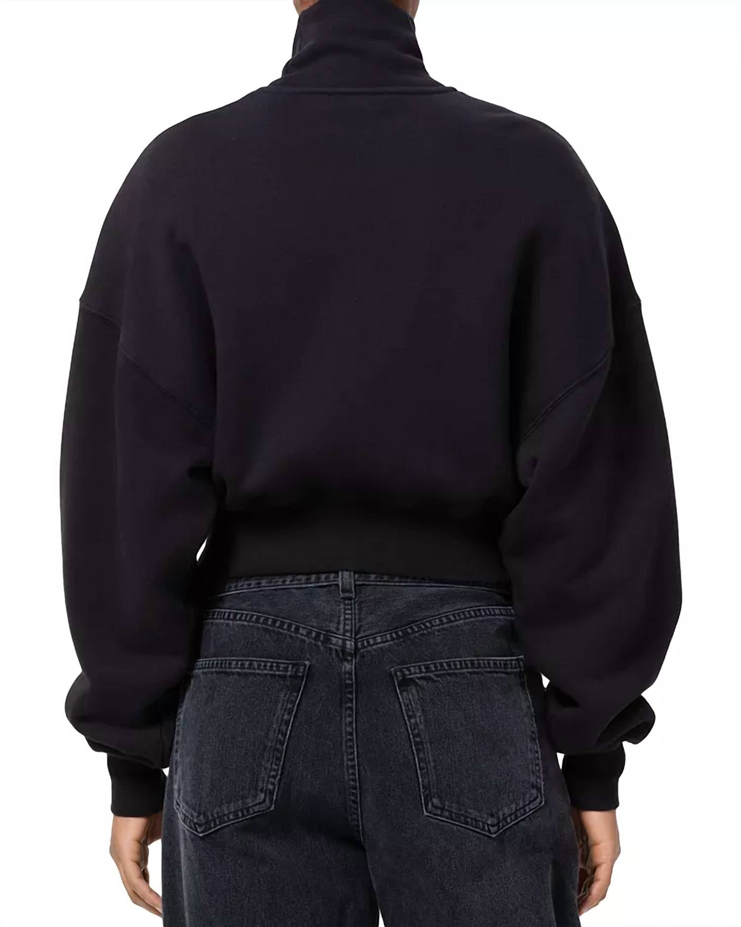 AGOLDE Darby Funnel Neck Zip Front Sweatshirt in navy - women's top - alternate view